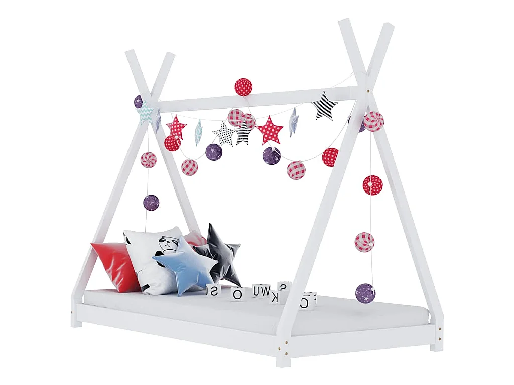 Cadre de lit d'enfant Blanc Bois de pin massif 70x140 cm
