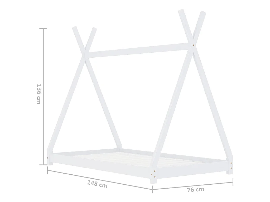 Cadre de lit d'enfant Blanc Bois de pin massif 70x140 cm