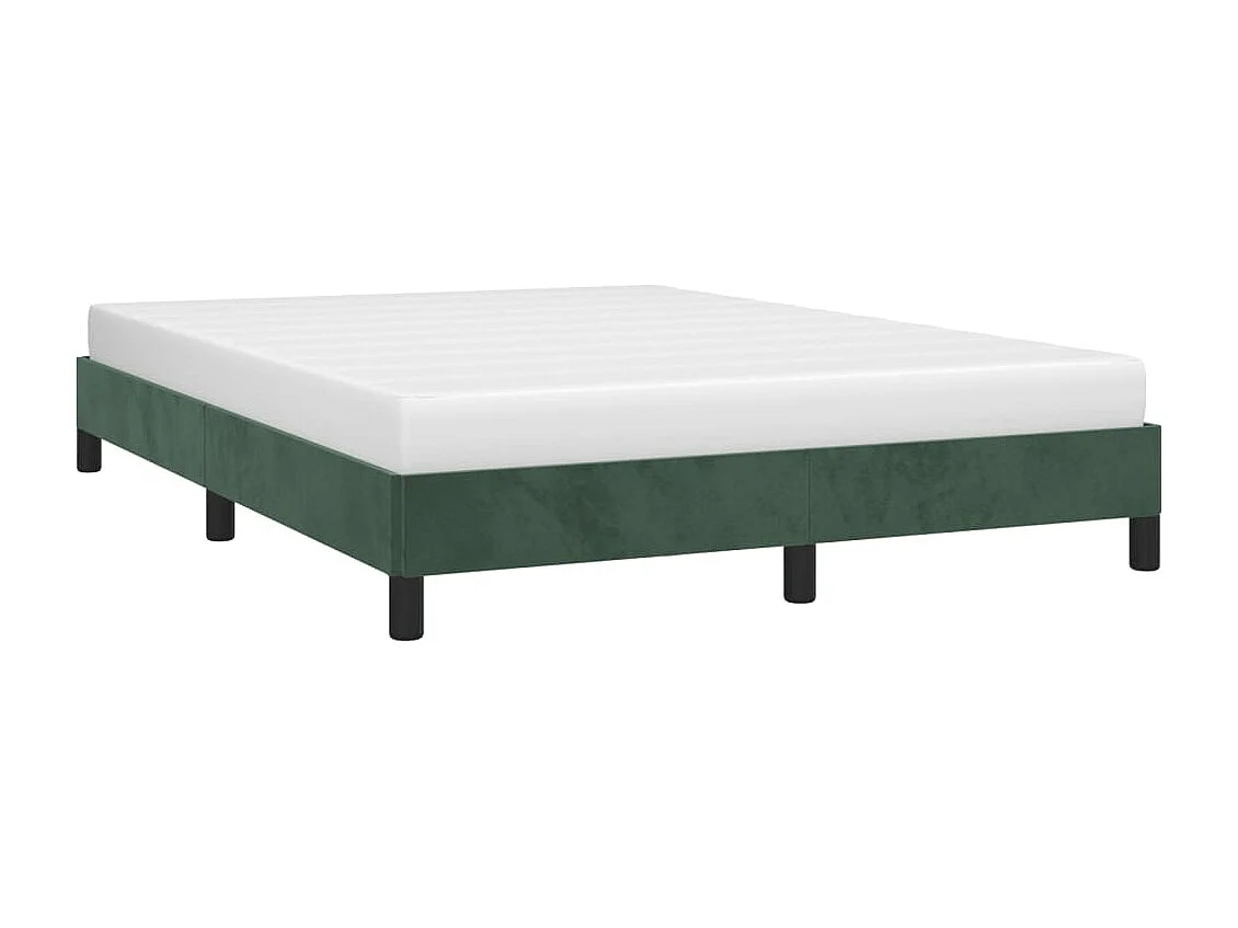 Estrutura de cama sem colchão 140x200 cm veludo verde-escuro