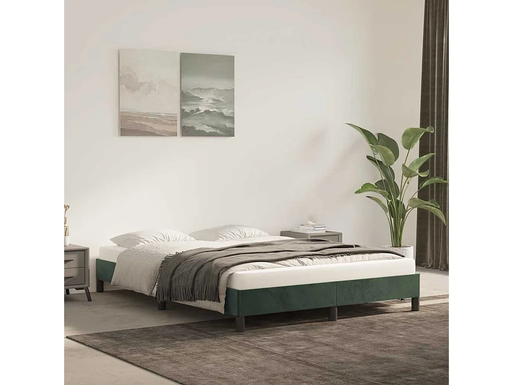Bedframe zonder matras 140x200 cm fluweel donkergroen