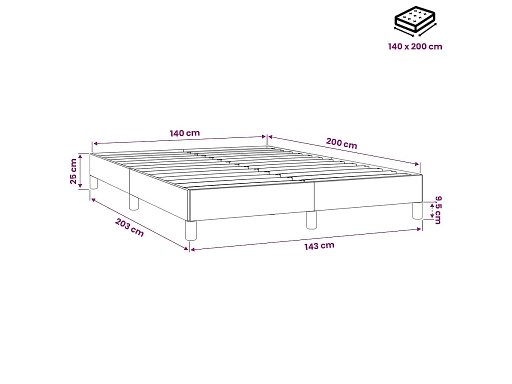 Cadre de lit sans matelas vert foncé 140x200 cm velours