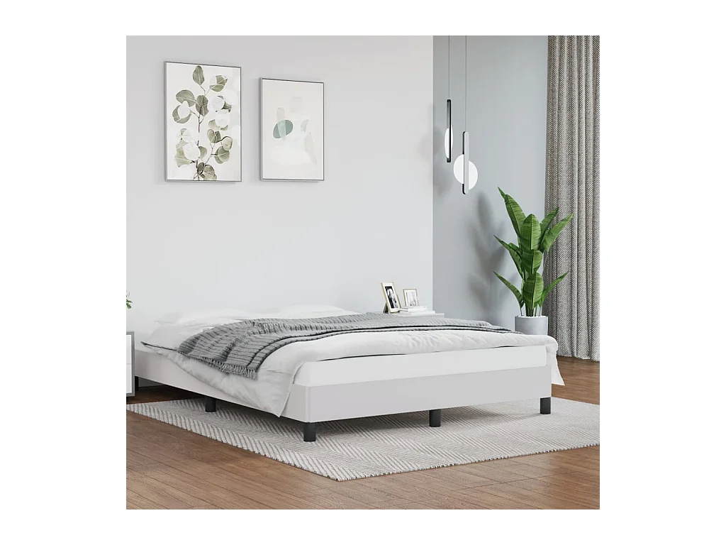 Cadre de lit sans matelas blanc 140x200 cm similicuir