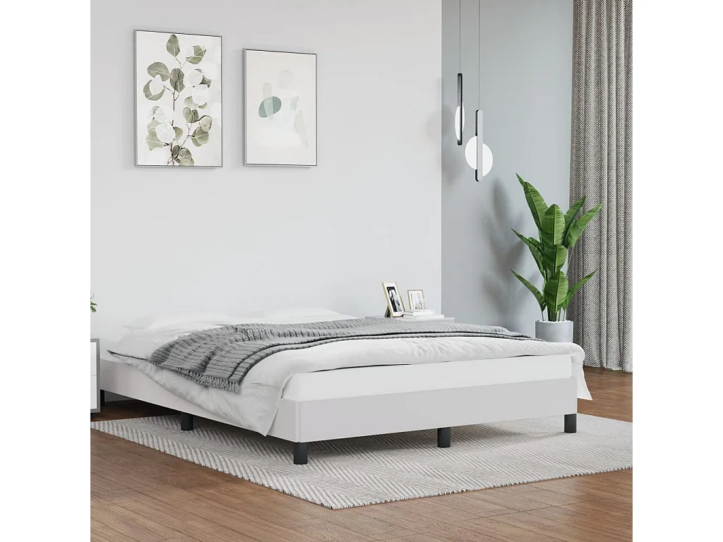 Cadre de lit sans matelas blanc 140x200 cm similicuir