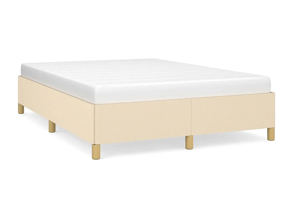 Cadre de lit sans matelas crème 140x190 cm tissu