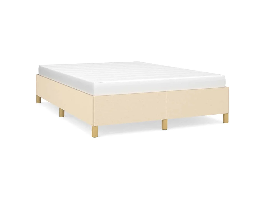 Cadre de lit sans matelas crème 140x190 cm tissu