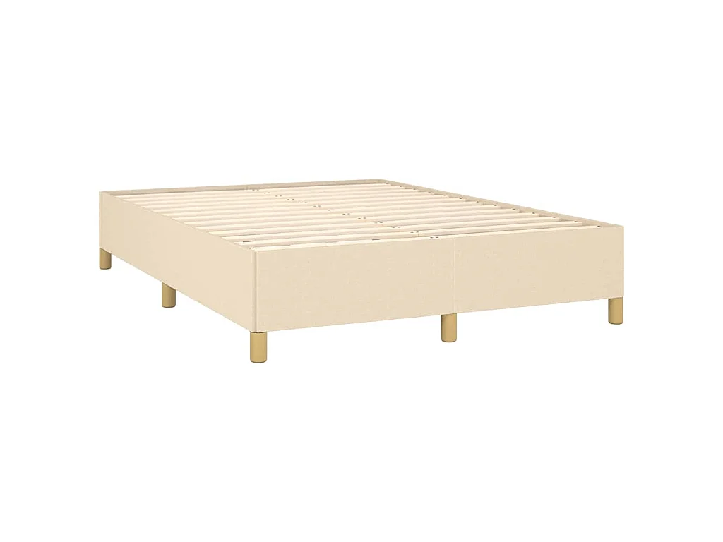 Cadre de lit sans matelas crème 140x190 cm tissu