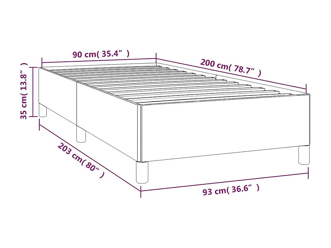 Bedframe zonder matras 90x200 cm stof donkerbruin