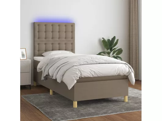 Kauf Unique Boxspringbett mit Matratze & LED Taupe 90x200 cm Stoff