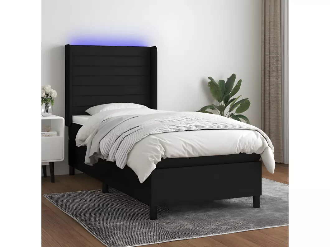 Kauf Unique Boxspringbett mit Matratze & LED Schwarz 80x200 cm Stoff