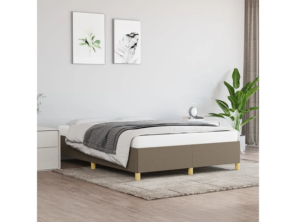Cadre de lit sans matelas taupe 140x200 cm tissu