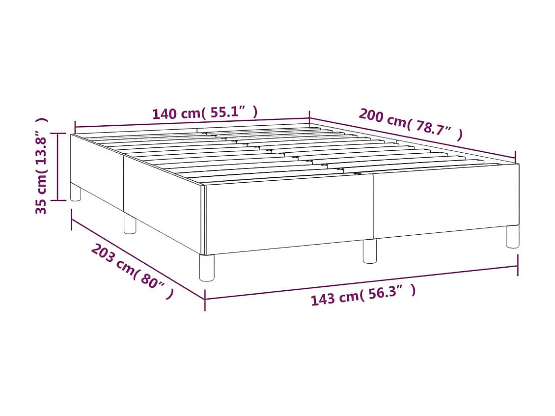 Cadre de lit sans matelas taupe 140x200 cm tissu