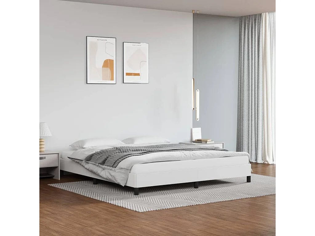 Cadre de lit sans matelas blanc 160x200 cm similicuir