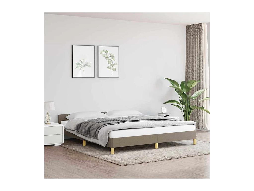 Cadre de lit sans matelas taupe 160x200 cm tissu