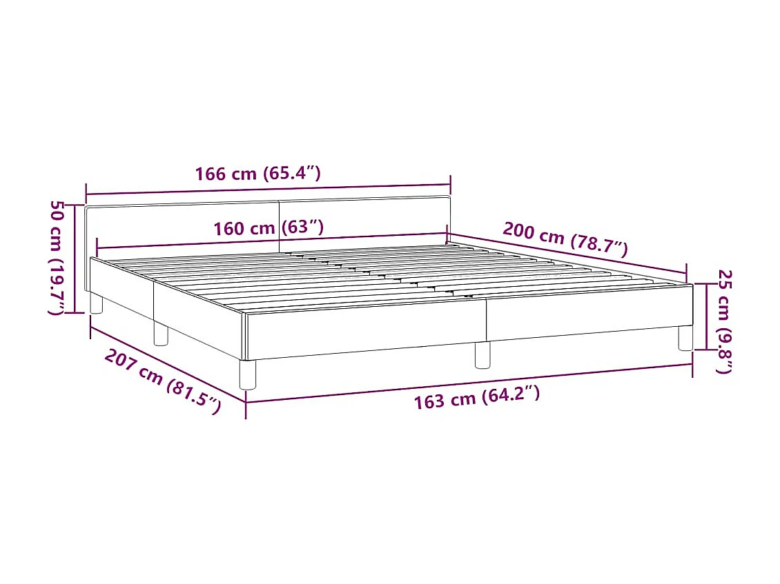 Cadre de lit sans matelas taupe 160x200 cm tissu