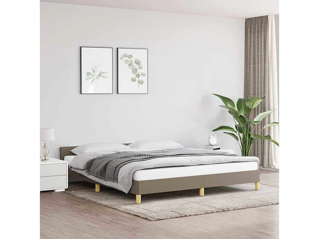 Cadre de lit sans matelas taupe 160x200 cm tissu