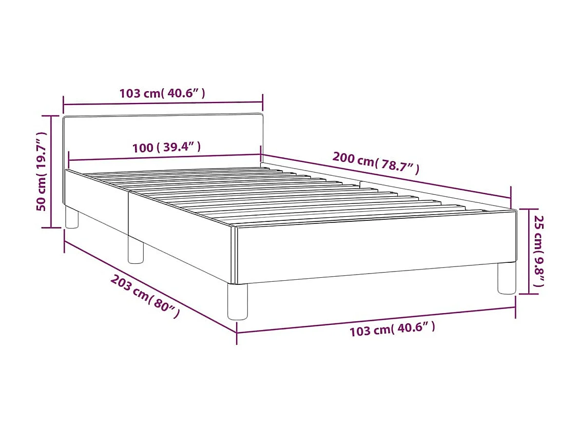 Estructura de cama sin colchón tela crema 100x200 cm