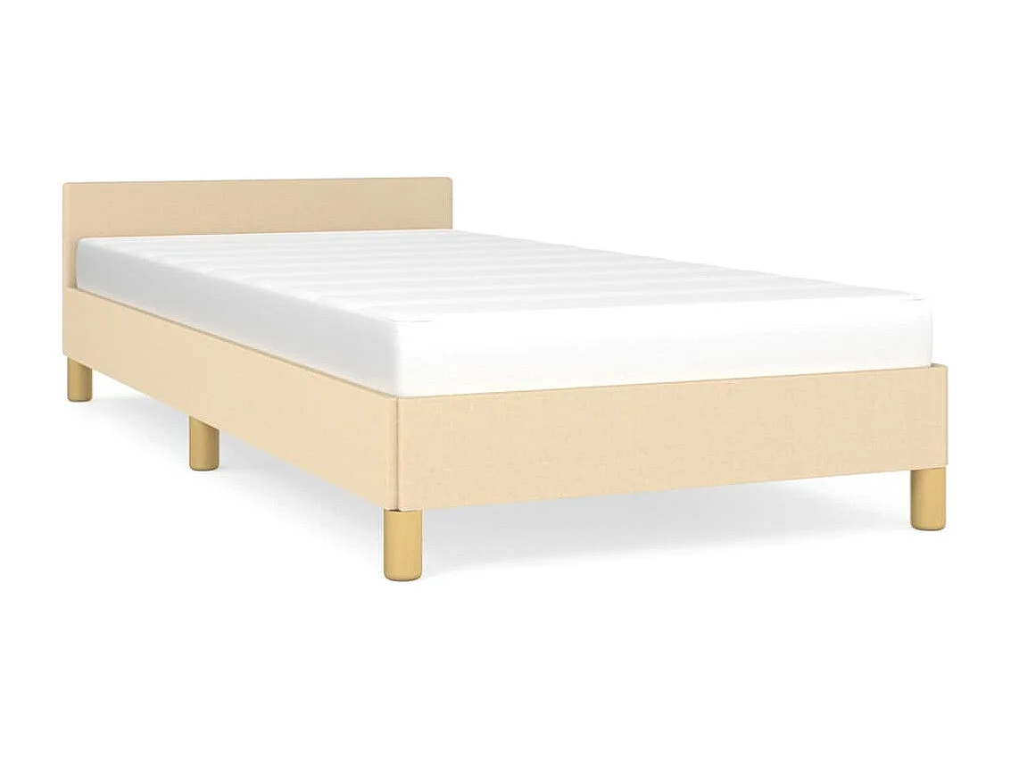 Cadre de lit sans matelas crème 100x200 cm tissu