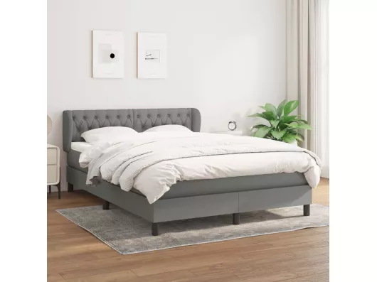 Kauf Unique Boxspringbett mit Matratze Dunkelgrau 140x190 cm Stoff