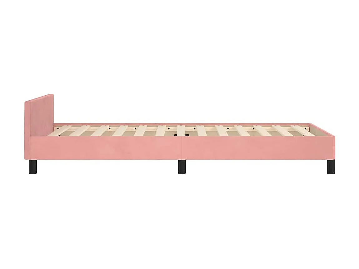 Cadre de lit et tête de lit sans matelas rose 90x190 cm velours