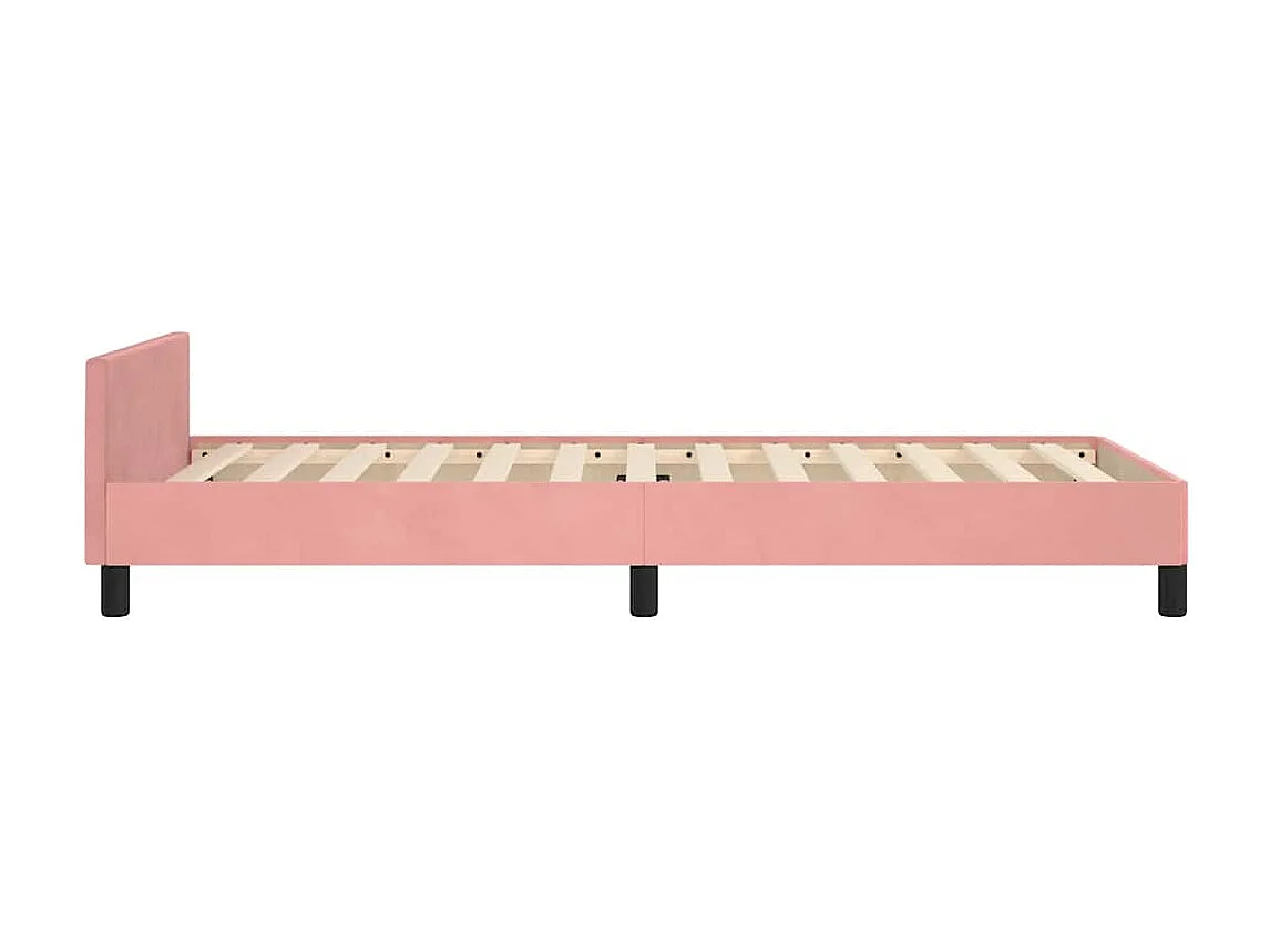 Cadre de lit et tête de lit sans matelas rose 90x190 cm velours