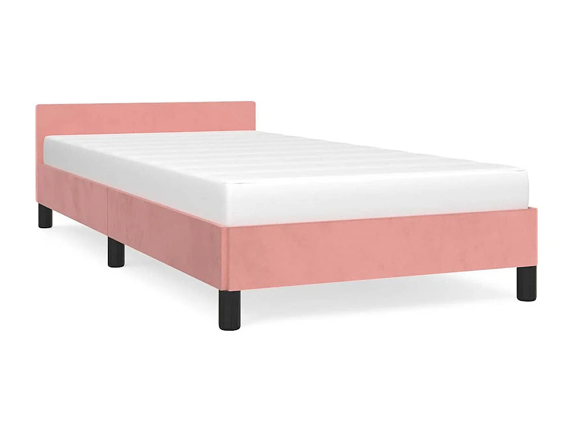 Giroletto con Testiera senza Materasso Rosa 90x190 cm Velluto