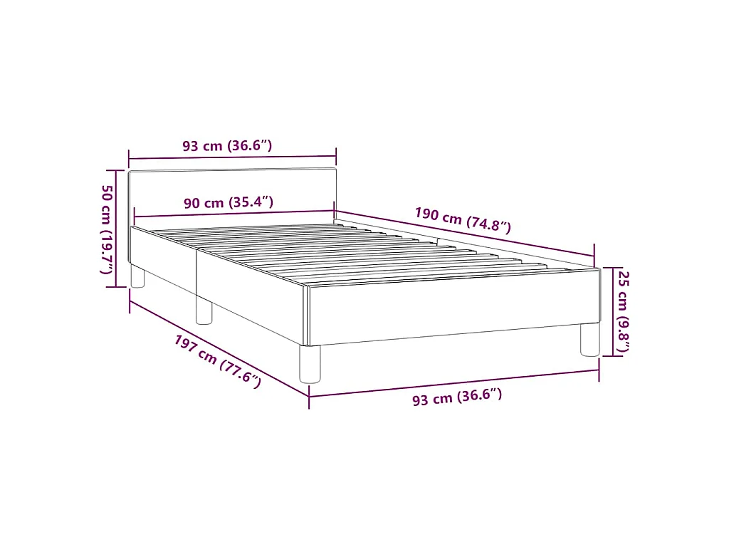 Estrutura de cama sem colchão 90x190 cm tecido cinzento-claro