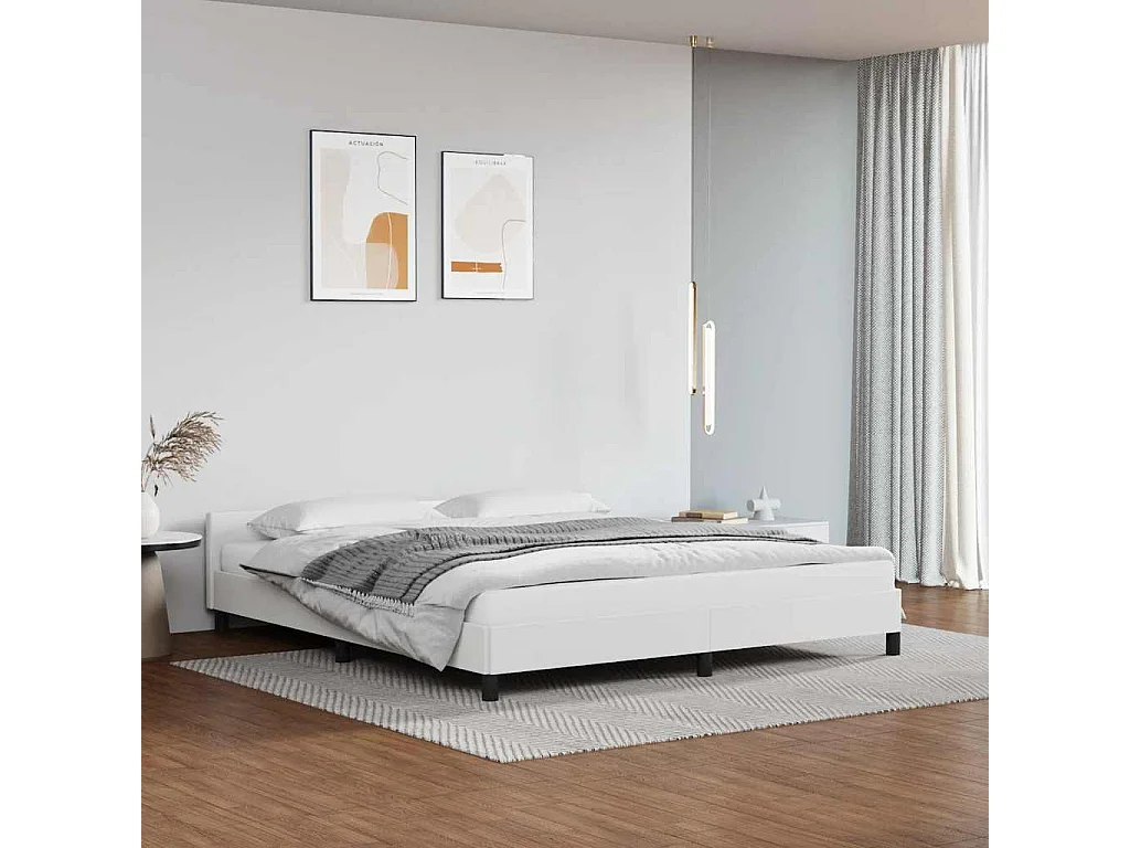Bedframe met hoofdeinde zonder matras 160x200 cm wit