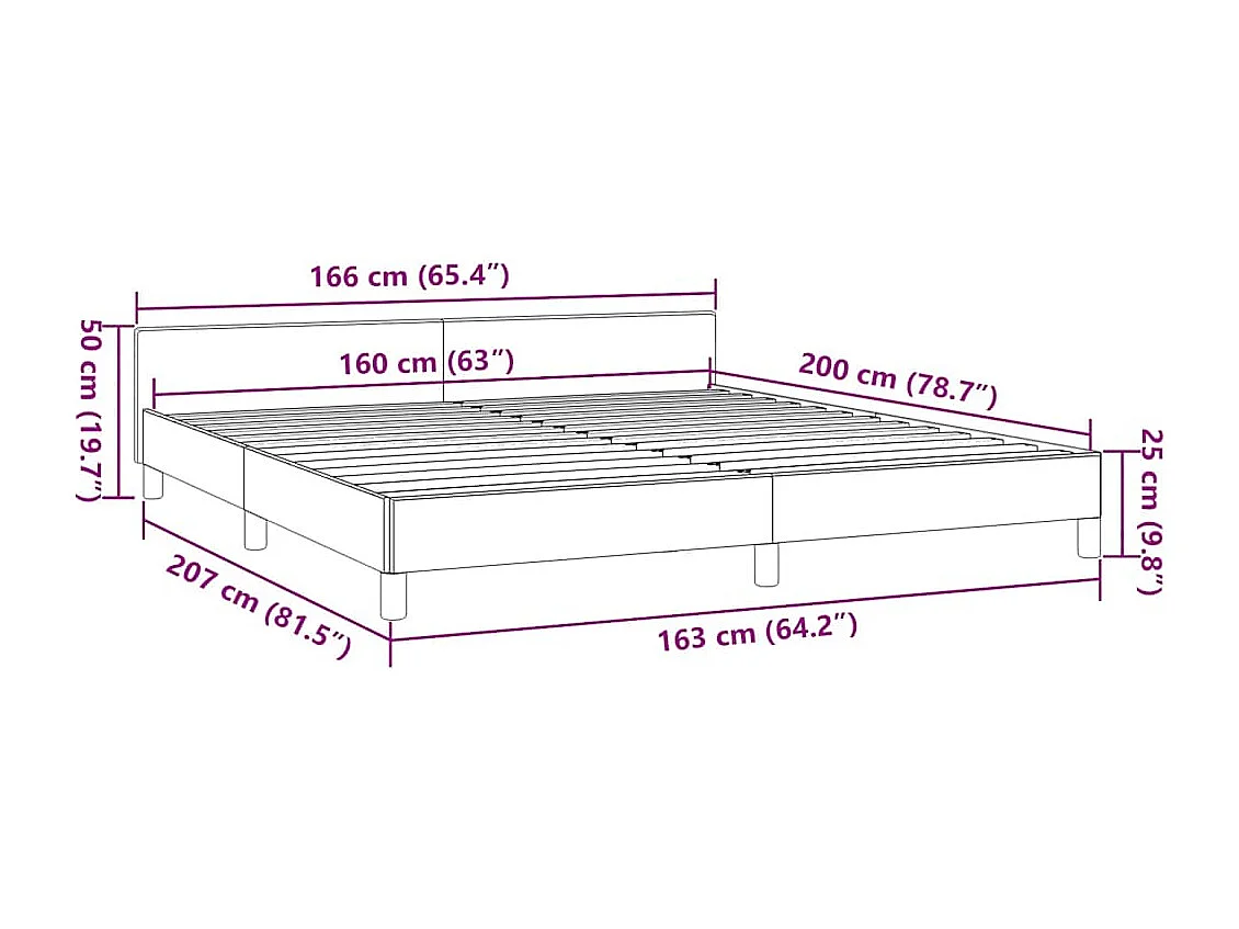 Bedframe met hoofdeinde zonder matras 160x200 cm wit