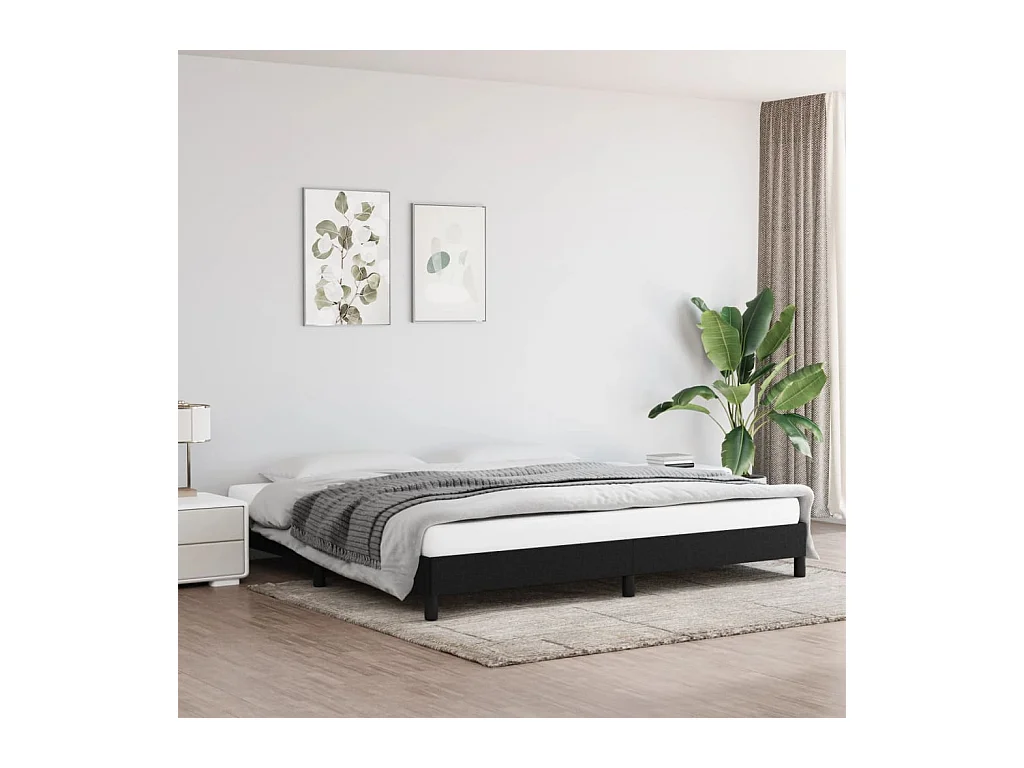 Cadre de lit sans matelas noir 200x200 cm tissu