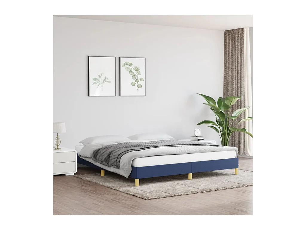 Cadre de lit sans matelas bleu 180x200 cm tissu