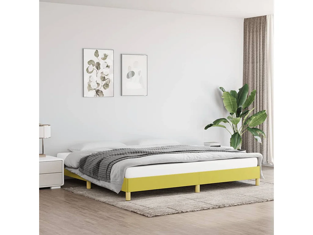 Cadre de lit sans matelas vert 200x200 cm tissu