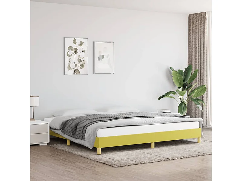 Cadre de lit sans matelas vert 200x200 cm tissu