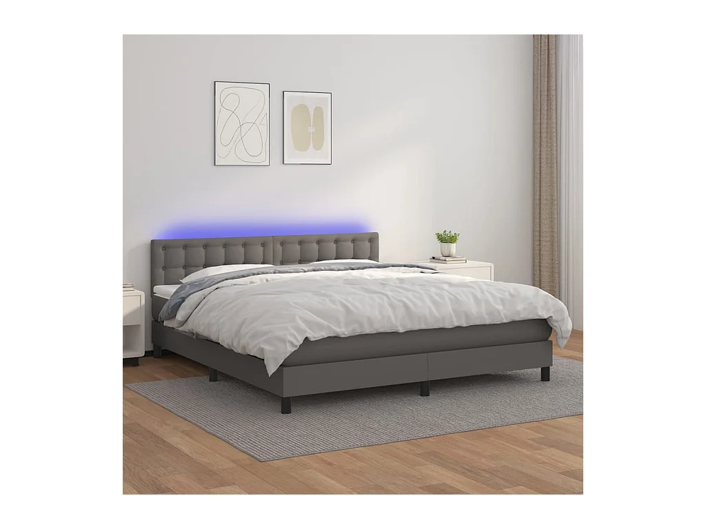 Sommier à lattes de lit avec matelas et LED Gris 160x200 cm