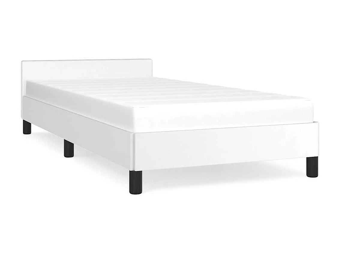 Cadre de lit avec tête de lit sans matelas blanc 90x200 cm