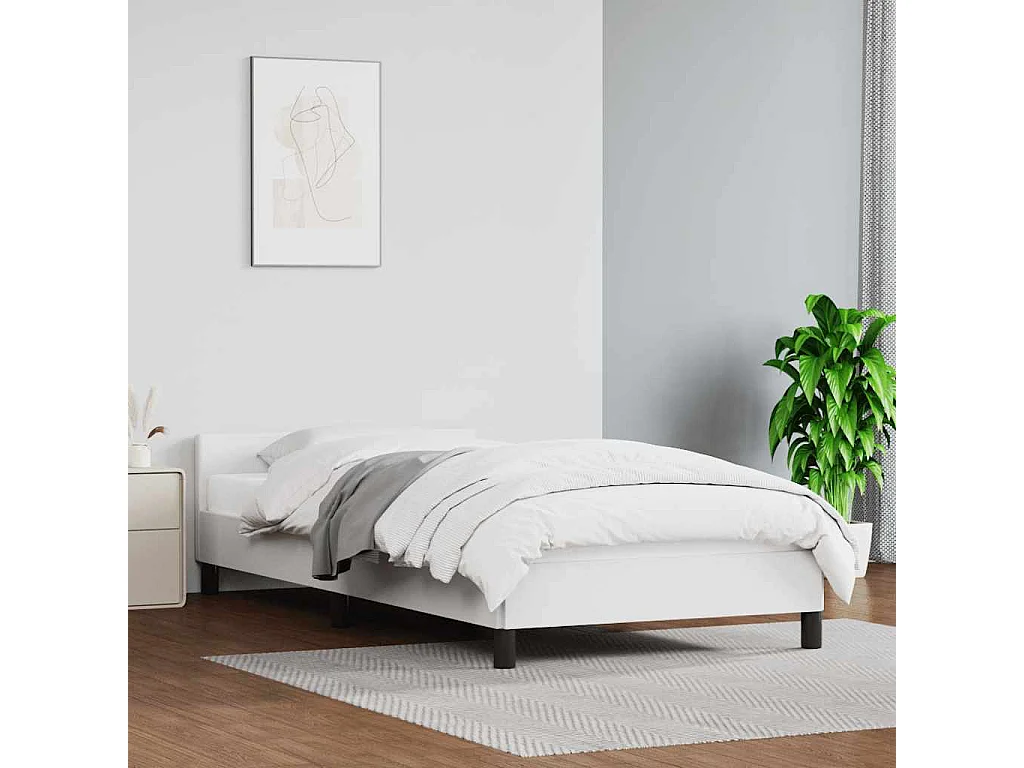 Cadre de lit avec tête de lit sans matelas blanc 90x200 cm