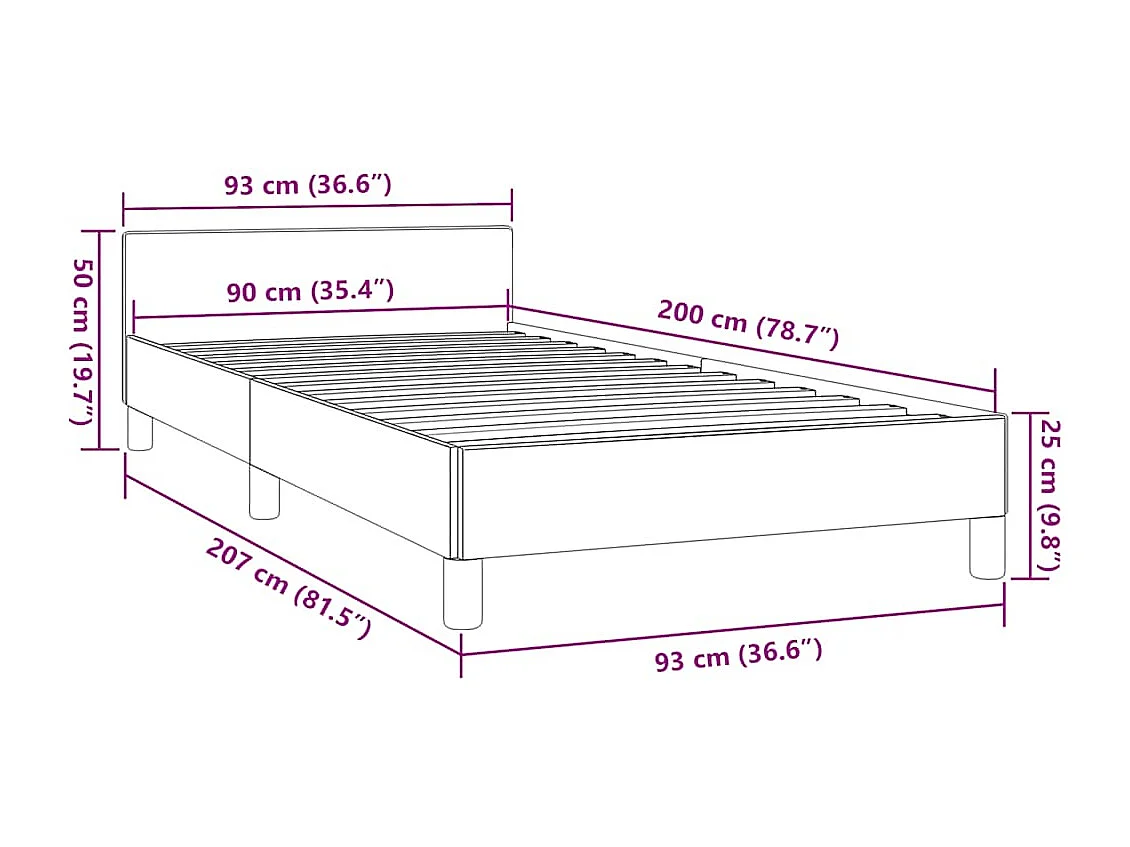 Cadre de lit avec tête de lit sans matelas blanc 90x200 cm
