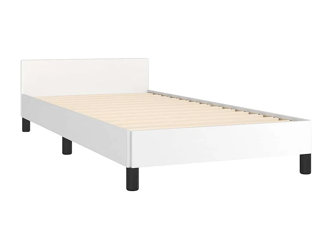 Cadre de lit avec tête de lit sans matelas blanc 90x200 cm
