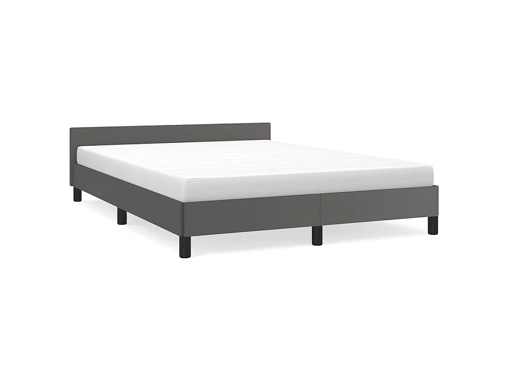Cadre de lit avec tête de lit sans matelas gris 140x190 cm