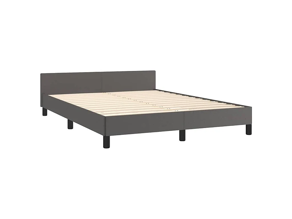 Cadre de lit avec tête de lit sans matelas gris 140x190 cm