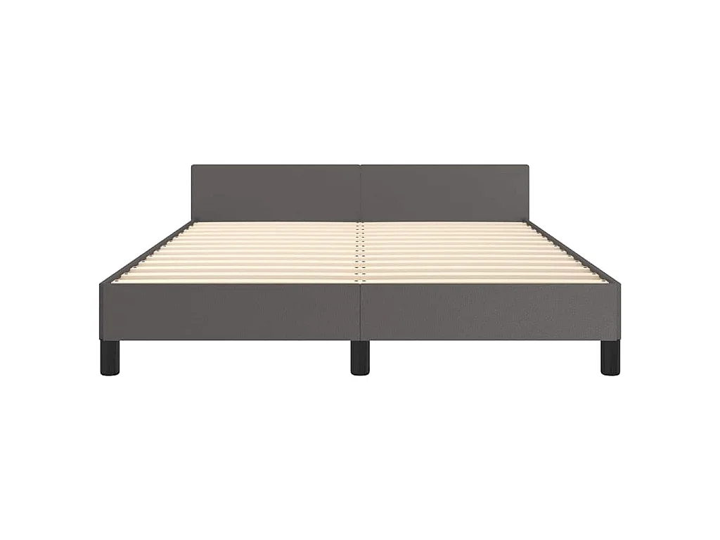 Cadre de lit avec tête de lit sans matelas gris 140x190 cm