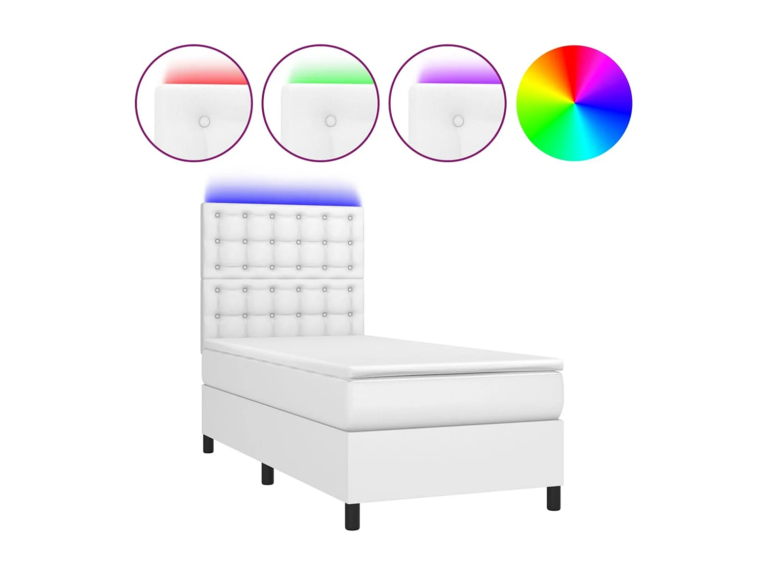 Boxspring met matras en LED kunstleer wit 90x190 cm