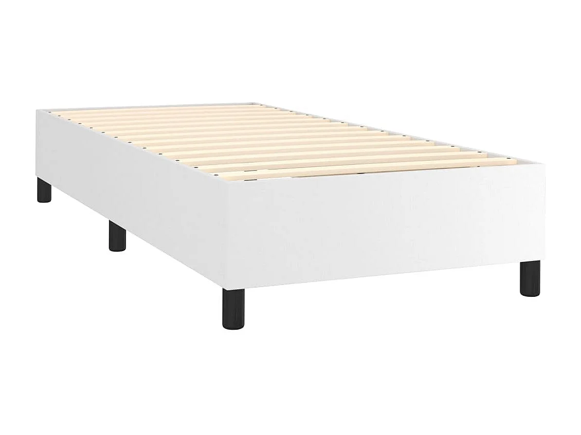 Boxspring met matras en LED kunstleer wit 90x190 cm
