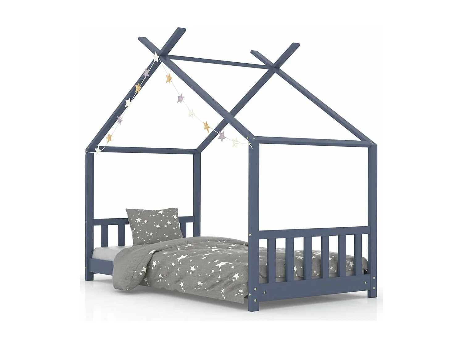 Kinderbedframe massief grenenhout grijs 70x140 cm