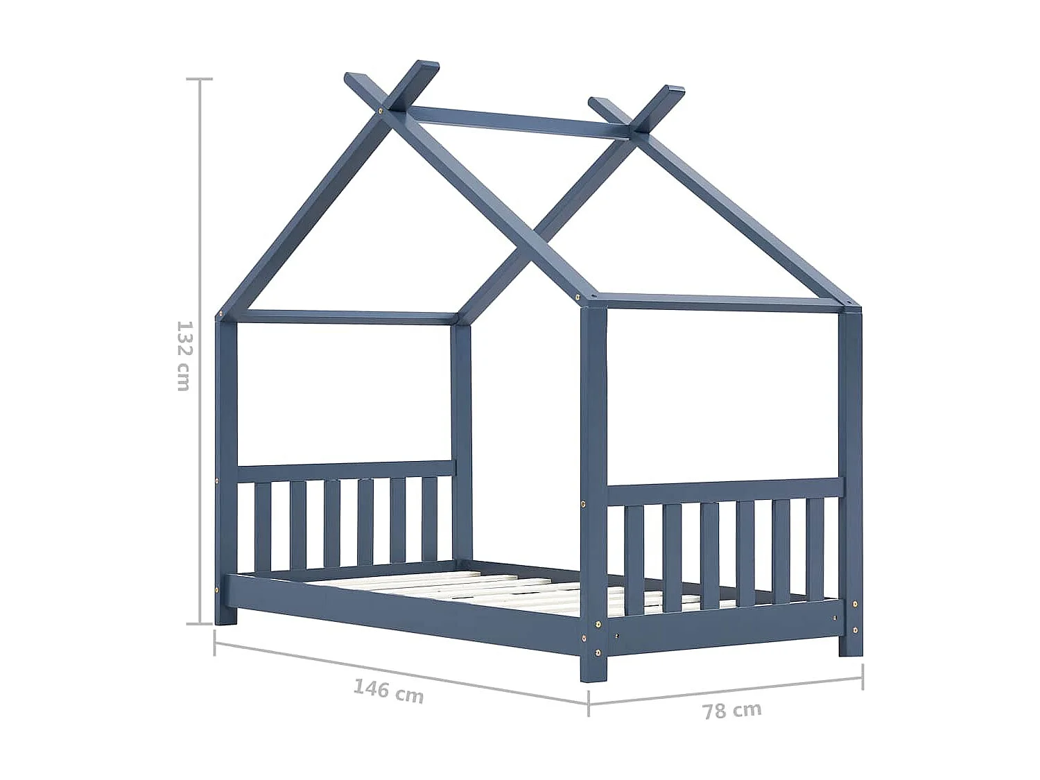 Kinderbedframe massief grenenhout grijs 70x140 cm