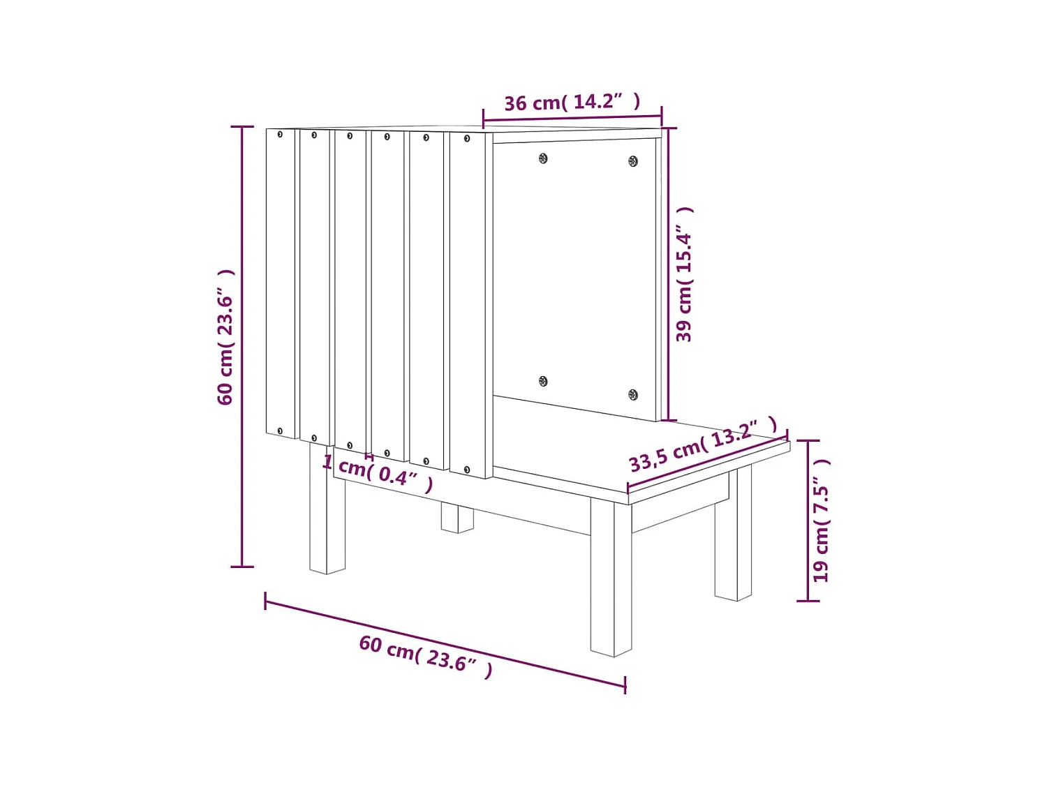 Katzenhaus Weiß 60x36x60 cm Massivholz Kiefer