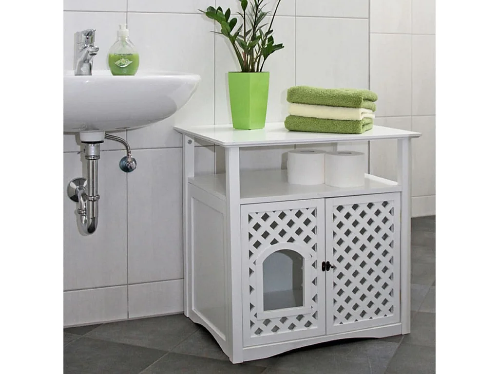 Mueble arenero para gatos Helena 64x46x65 cm blanco 82662