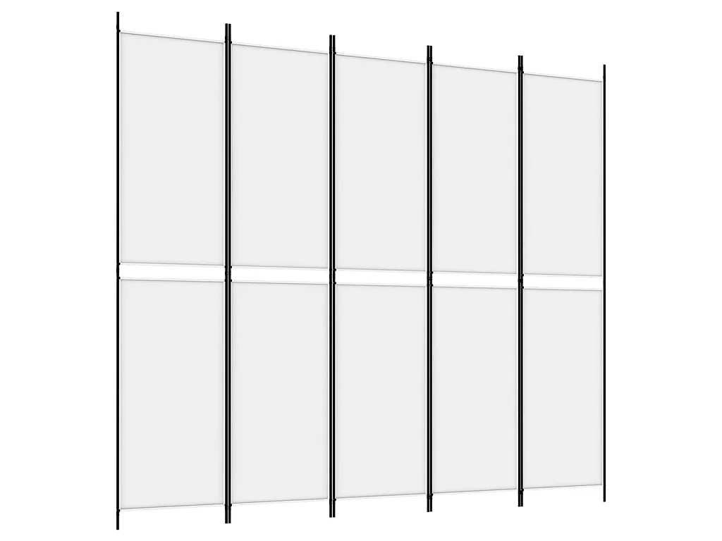 Divisorio a 5 Pannelli Bianco 250x220 cm Tessuto