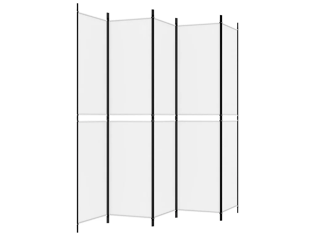 Paravent 5 panneaux Blanc 250x220 cm Tissu