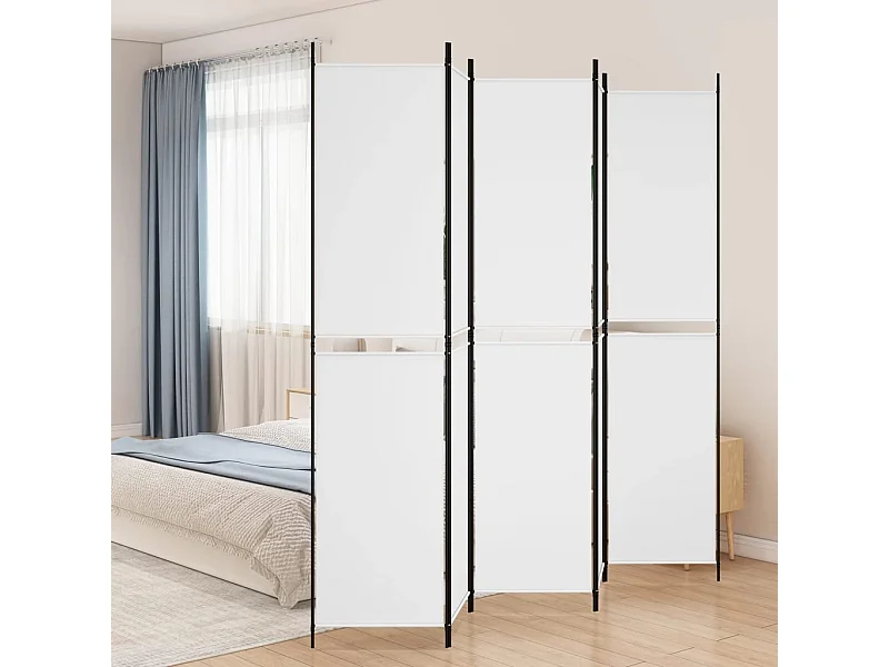 Cloison de séparation 5 panneaux Blanc 250x220 cm Tissu
