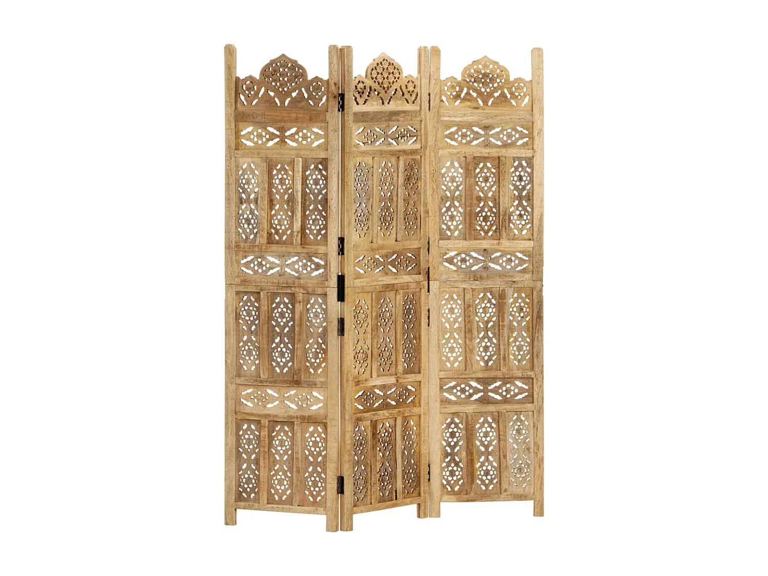 Cloison de séparation 3 panneaux 120x165 cm Bois de manguier